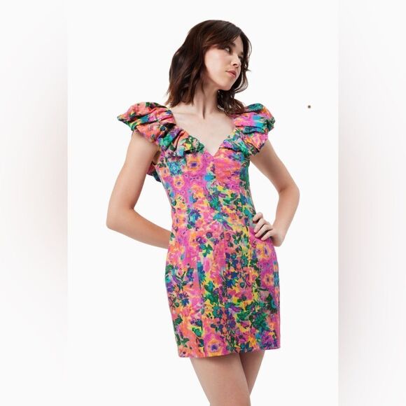 Elliatt The Kai Dress Multi Frill shoulder detail size S NWT$358 - Picture 7 of 9